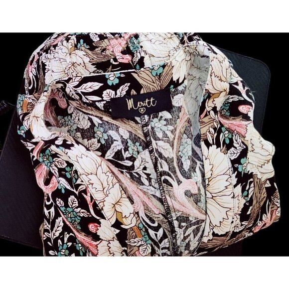 Meritt Floral Mini Dress Full Sleeves Gathered Black Multi Boho Cottage Peasant - Picture 14 of 14